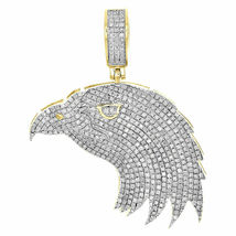14K Yellow Gold Over 2CT Diamond American Mens Pave Charm Eagle Bird Pendant - £135.53 GBP