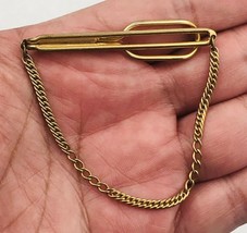 Vintage Swank Gold Tone Chain Tie Bar Clip Clasp 2&quot; Long - £7.44 GBP