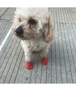 Dog Cat Red Silicone Protective Waterproof 4Pcs Raining Boot Shoes Size XL - £8.09 GBP