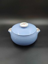 Vintage Halls Superior Covered Rose Parade Casserole Dish Blue #1259 Flo... - $24.70