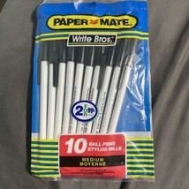 Paper Mate Write Bros 10 Ball Point Pens Black Medium NOS Sealed Bag Vintage USA - $14.84