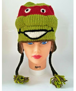 TMNT Teenage Mutant Ninja Turtles knit hat Raphael adult fleece lining - £7.76 GBP