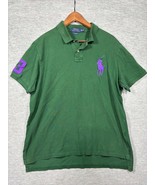 Polo Ralph Lauren Green Custom Fit Polo Shirt XXL Big Pony Purple Logo - $21.67