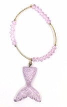 Mermaid Tail Stretch Bracelet Gold Tone &amp; Translucent Pink Acrylic - £6.39 GBP