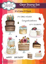 Creative Expressions Jane&#39;s Doodles Clear Stamp Set 6&quot;X8&quot;-It&#39;s Cake O&#39; Clock CEC - £31.73 GBP
