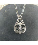 Tiny Cat Face Silver Pewter Charm Necklace (BN-NEC100) - £9.42 GBP
