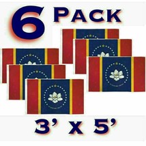 SIX Pack New Mississippi Magnolia Flags 3x5 Ft American 68D Polyester Nylon USA - £37.65 GBP