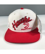 Vintage Atlanta Hawks Fitted Hat Size 6 5/8 White Red Logo Wool Blend Fl... - £21.76 GBP