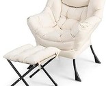 Lazy Chair With Ottoman, Modern Accent Chair W/Armrests &amp; Side Pocket, U... - $216.99