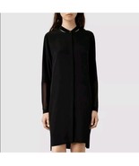 All Saints 100% Silk Fivi Shirt Dress Black Long Sleeve Button Size 0 - $119.34 CAD