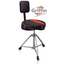 Saddle Drum Throne with Backrest Support by GRIFFIN - Padded Leather Drummer Mot - £61.34 GBP