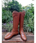 Tan Leather Tall Riding Boots high quality Leather Handmade custom ridin... - £257.88 GBP