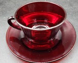 Arcoroc Of France Ruby Red Coffee Cup &amp; Saucer Set - Vintage 1970s Good ... - $14.89