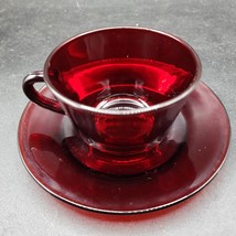 Arcoroc Of France Ruby Red Coffee Cup &amp; Saucer Set - Vintage 1970s Good Quality - £11.97 GBP