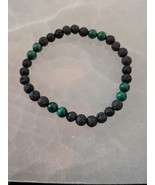 Malachite and Lava rock  6mm. bead stretch bracelet size 7.5in. - $28.03 CAD