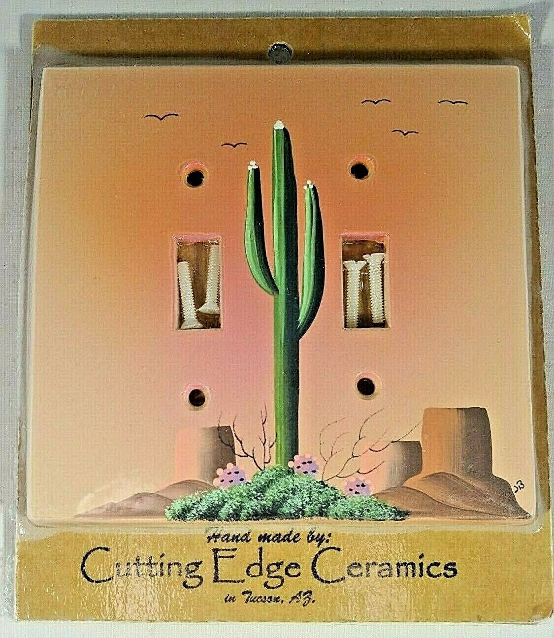 Desert Southwest Handmade Ceramic Double Switchplate Saguaro Mesa Tucson - $30.56