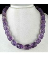 Natural Amethyst Engraved Beads 860 Ct Purple Gemstone Silver Vintage Ne... - $14,558.11 MXN