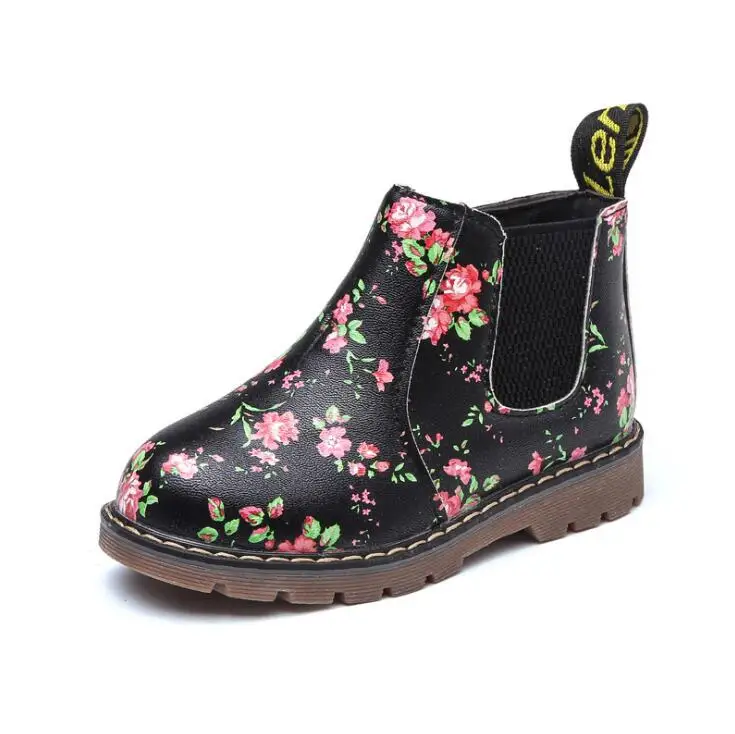 Kids Boots Autumn Winter Fashion Print Girls Leather Shoes Non-slip Children Stu - £55.82 GBP