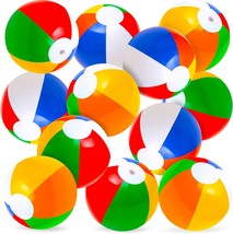 Rainbow Inflatable Beach Balls Pack of 12 Multicolored 12&quot; Floating Pool... - £18.41 GBP
