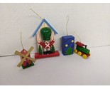 Lot Of (4) Vintage Christmas Wooden Toy Hanging Ornaments 2-4&quot; - £38.91 GBP
