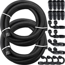 VEVOR 8AN Fuel Line, 20 Pcs 8AN Fuel Hose Kit, 32.8Ft BK Nylon Stainless Steel B - £177.70 GBP