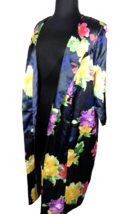 Roaman&#39;s Women&#39;s Navy Floral Satin Duster Cardigan Plus Size 24W - $9.99