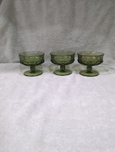 Indiana Glass Kings Crown Thumbprint Avocado Green Footed Sherbet Dishs ... - $14.85