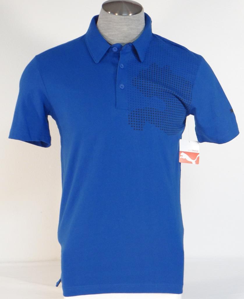 Puma Logo Blue & Black Short Sleeve Polo Shirt Men's NWT - $39.99
