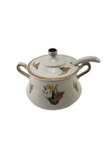 Vintage California Pottery USA 1038 Ceramic Soup Tureen w Lid &amp; Spoon Fl... - $37.52