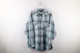 Vintage 90s Streetwear Mens Large Faded Heavyweight Flannel Button Shirt Plaid - £26.74 GBP