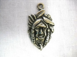 Detailed Usa Cast Pewter Old Chief Medicine Man Pendant Adj String Cord Necklace - £9.58 GBP