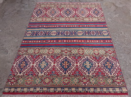 Vibrant 5x7 Colorful Boho Afghan Khorjin Area Rug - $792.00