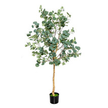 5.5 Feet Artificial Eucalyptus Tree with 517 Silver Dollar Leaves - Color: Blac - £113.18 GBP