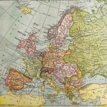 Europe Map Lithograph 1909 Hammond Art Print Russia LGADMap - £32.22 GBP
