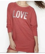 Victorias Secret “LOVE” Glitter Long Sleeve Sleep Shirt Sz Small - Red S... - £19.46 GBP