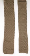 Vintage Knit Square End Tie Beige Tan 50&quot; x 2&quot; 100% Durene Cotton - £15.44 GBP