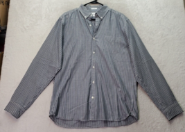 Lucky Brand Dress Shirt Mens L Gray Pinstripe White Label Fit Collar Button Down - $18.45