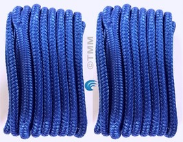 (2) Blue Double Braided 1/2&quot; x 20&#39; HQ Boat Marine DOCK LINES Mooring Rop... - £33.25 GBP