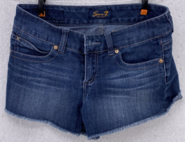 Seven 7 Jean Shorts Women&#39;s Size 28 Low Rise Medium Wash Cut off Denim P... - £10.86 GBP