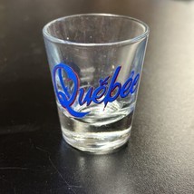 Quebec Canada Shot Glass blue and red writing, wear to writing see pictures - $7.91