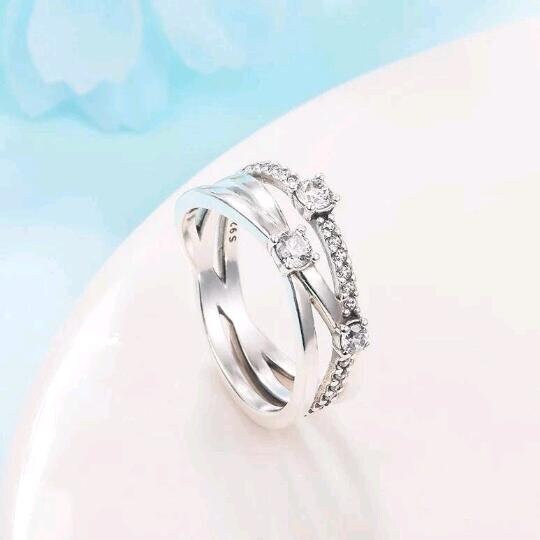2022 Mother's day Release 925 Sterling Silver Sparkling Triple Band Rings