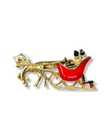 Vintage Brooch Pin Holiday Christmas Horse And Sleigh 2&quot; Costume Jewelry... - £14.10 GBP