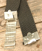Black Belt, Brass Chain Buckle,  Adjustable Strap, 22-39", 1.5" Wide - $9.40