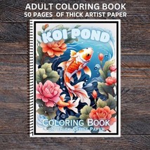 Koi Pond- Spiral Bound Adult Coloring Book - Thick Artist Paper - £25.43 GBP