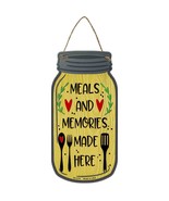 Meal And Memories Yellow Novelty Metal Mason Jar Sign - £14.34 GBP