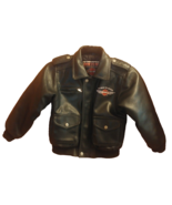 Harley Davidson Youth Size 7 Black Faux Leather Bomber Jacket Quilted Li... - £21.99 GBP