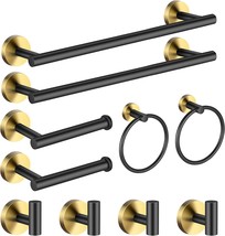 Hinmood Bathroom Hardware Set Black And Gold, Bathroom Towel Hanger Set ... - £52.72 GBP