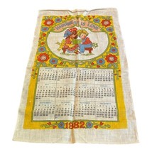 1982 Hanging Calendar Vintage Tea Towel Happiness Is Love Flowers Kitsch... - $30.84