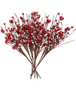 Valentine&#39;s Day Gifts Heart Picks 8 Pcs Artificial Red Berry Flower Stem... - £40.14 GBP