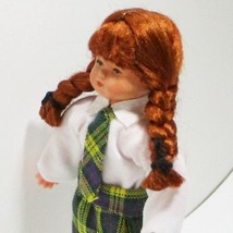 Dressed Girl Caco 03 0029 Flexible Yel-Grn Pld Uniform Braids Dollhouse ... - $25.30